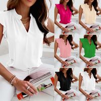 Women's Blouse Short Sleeve Blouses Patchwork Simple Style Solid Color main image 6
