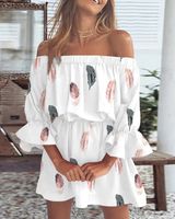 Women's A-line Skirt Fashion Boat Neck Printing Patchwork Half Sleeve Plant Midi Dress Daily main image 4
