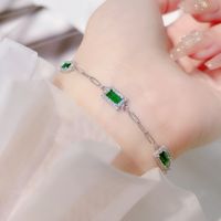 Simple Style Square Sterling Silver Inlay Zircon Bracelets 1 Piece main image 7