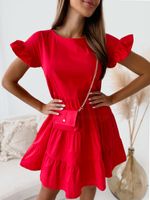 Women's A-line Skirt Fashion Round Neck Short Sleeve Solid Color Above Knee Daily main image 2