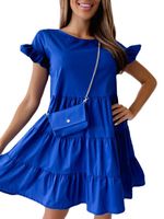 Women's A-line Skirt Fashion Round Neck Short Sleeve Solid Color Above Knee Daily main image 4