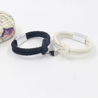 Fashion Heart Shape Pu Leather Braid Couple Bracelets main image 5