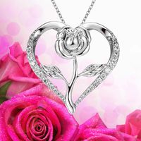 1 Pieza Moda Forma De Corazón Aleación Embutido Diamantes De Imitación Mujeres Collar Colgante main image 2