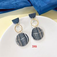 1 Pair Retro Irregular Leaf Stripe Soft Clay Patchwork Women's Drop Earrings sku image 6