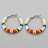 Bohemian Color Block Glass Handmade Earrings sku image 6