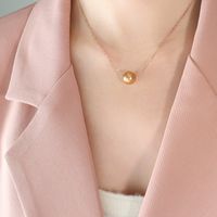Titanium&stainless Steel Korea Geometric Necklace  (rose Alloy + White Beads) Nhok0275-rose-alloy-white-beads sku image 3