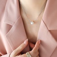Titanium&stainless Steel Korea Geometric Necklace  (rose Alloy + White Beads) Nhok0275-rose-alloy-white-beads sku image 1