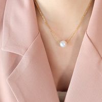 Titanium&stainless Steel Korea Geometric Necklace  (rose Alloy + White Beads) Nhok0275-rose-alloy-white-beads sku image 2