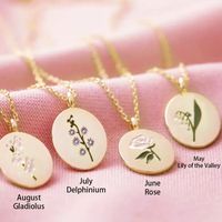 Fashion Oval Flower Stainless Steel Plating Pendant Necklace 1 Piece main image 4