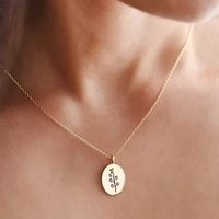 Fashion Oval Flower Stainless Steel Plating Pendant Necklace 1 Piece main image 5