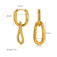 1 Pair Vintage Style Simple Style Solid Color Asymmetrical Plating Stainless Steel 18k Gold Plated Earrings main image 10