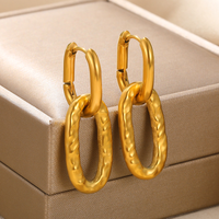 1 Paar Vintage-stil Einfacher Stil Einfarbig Asymmetrisch Überzug Rostfreier Stahl 18 Karat Vergoldet Ohrringe main image 7