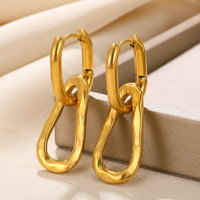 1 Pair Vintage Style Simple Style Solid Color Asymmetrical Plating Stainless Steel 18k Gold Plated Earrings main image 8