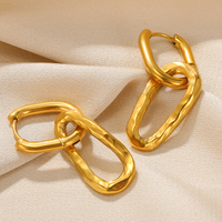 1 Paar Vintage-stil Einfacher Stil Einfarbig Asymmetrisch Überzug Rostfreier Stahl 18 Karat Vergoldet Ohrringe main image 4