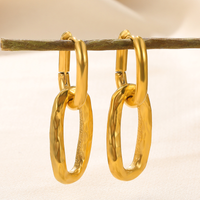 1 Pair Vintage Style Simple Style Solid Color Asymmetrical Plating Stainless Steel 18k Gold Plated Earrings sku image 1