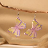 1 Pair Simple Style Butterfly Printing Painted Pu Leather Drop Earrings sku image 2