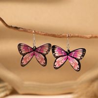 1 Pair Simple Style Butterfly Printing Painted Pu Leather Drop Earrings main image 5