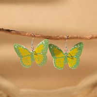 1 Pair Simple Style Butterfly Printing Painted Pu Leather Drop Earrings main image 4