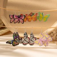 1 Pair Simple Style Butterfly Printing Painted Pu Leather Drop Earrings main image 3