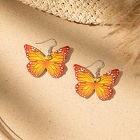 1 Pair Simple Style Butterfly Printing Painted Pu Leather Drop Earrings sku image 1