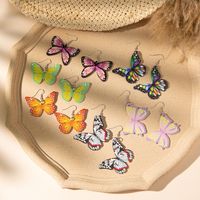 1 Pair Simple Style Butterfly Printing Painted Pu Leather Drop Earrings main image 1