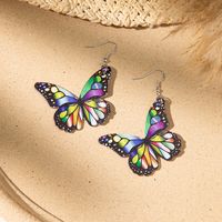1 Pair Simple Style Butterfly Printing Painted Pu Leather Drop Earrings main image 6