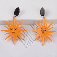 1 Pair Simple Style Sun Printing Arylic Drop Earrings main image 1