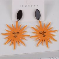 1 Pair Simple Style Sun Printing Arylic Drop Earrings main image 4