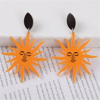 1 Pair Simple Style Sun Printing Arylic Drop Earrings main image 3