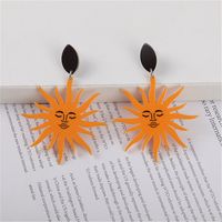 1 Pair Simple Style Sun Printing Arylic Drop Earrings sku image 1