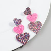 1 Pair Simple Style Heart Shape Arylic Drop Earrings sku image 4