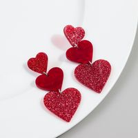1 Pair Simple Style Heart Shape Arylic Drop Earrings sku image 1