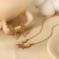304 Stainless Steel 18K Gold Plated Simple Style Polishing Plating Sun Earrings Necklace main image 5