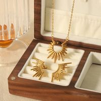 304 Stainless Steel 18K Gold Plated Simple Style Polishing Plating Sun Earrings Necklace main image 4