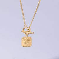 Vintage Style Rose Stainless Steel Plating 18k Gold Plated Pendant Necklace sku image 1