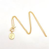 Vintage Style Rose Stainless Steel Plating 18k Gold Plated Pendant Necklace main image 6