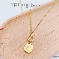 Vintage Style Rose Stainless Steel Plating 18k Gold Plated Pendant Necklace sku image 2