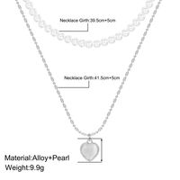 Retro Heart Shape Imitation Pearl Alloy Plating Women's Layered Necklaces main image 3