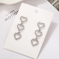 1 Pair Simple Style Heart Shape Inlay Alloy Zircon Drop Earrings main image 3