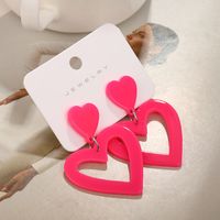 1 Pair Classic Style Heart Shape Enamel Alloy Drop Earrings main image 1