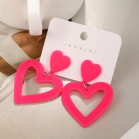 1 Pair Classic Style Heart Shape Enamel Alloy Drop Earrings main image 3