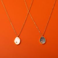 201 Stainless Steel 304 Stainless Steel Shell Gold Plated Simple Style Plating Geometric Pendant Necklace main image 4