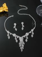 Elegant Glam Shiny Geometric Rhinestone Silver Plated Women's Earrings Necklace main image 3