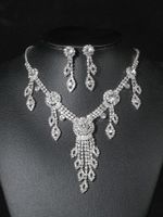 Elegante Glamour Brillante Geométrico Diamante De Imitación Plateado Mujeres Aretes Collar main image 4