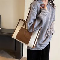 Women's All Seasons Canvas Letter Color Block Square Preppy Style Classic Style Streetwear Sewing Thread Square Zipper Shoulder Bag main image 3