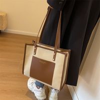 Women's All Seasons Canvas Letter Color Block Square Preppy Style Classic Style Streetwear Sewing Thread Square Zipper Shoulder Bag main image 2