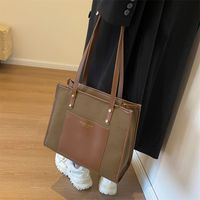 Women's All Seasons Canvas Letter Color Block Square Preppy Style Classic Style Streetwear Sewing Thread Square Zipper Shoulder Bag sku image 2