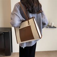 Women's All Seasons Canvas Letter Color Block Square Preppy Style Classic Style Streetwear Sewing Thread Square Zipper Shoulder Bag sku image 3