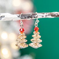 1 Pair Cute Christmas Tree Glass Drop Earrings sku image 2