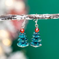 1 Pair Cute Christmas Tree Glass Drop Earrings sku image 1